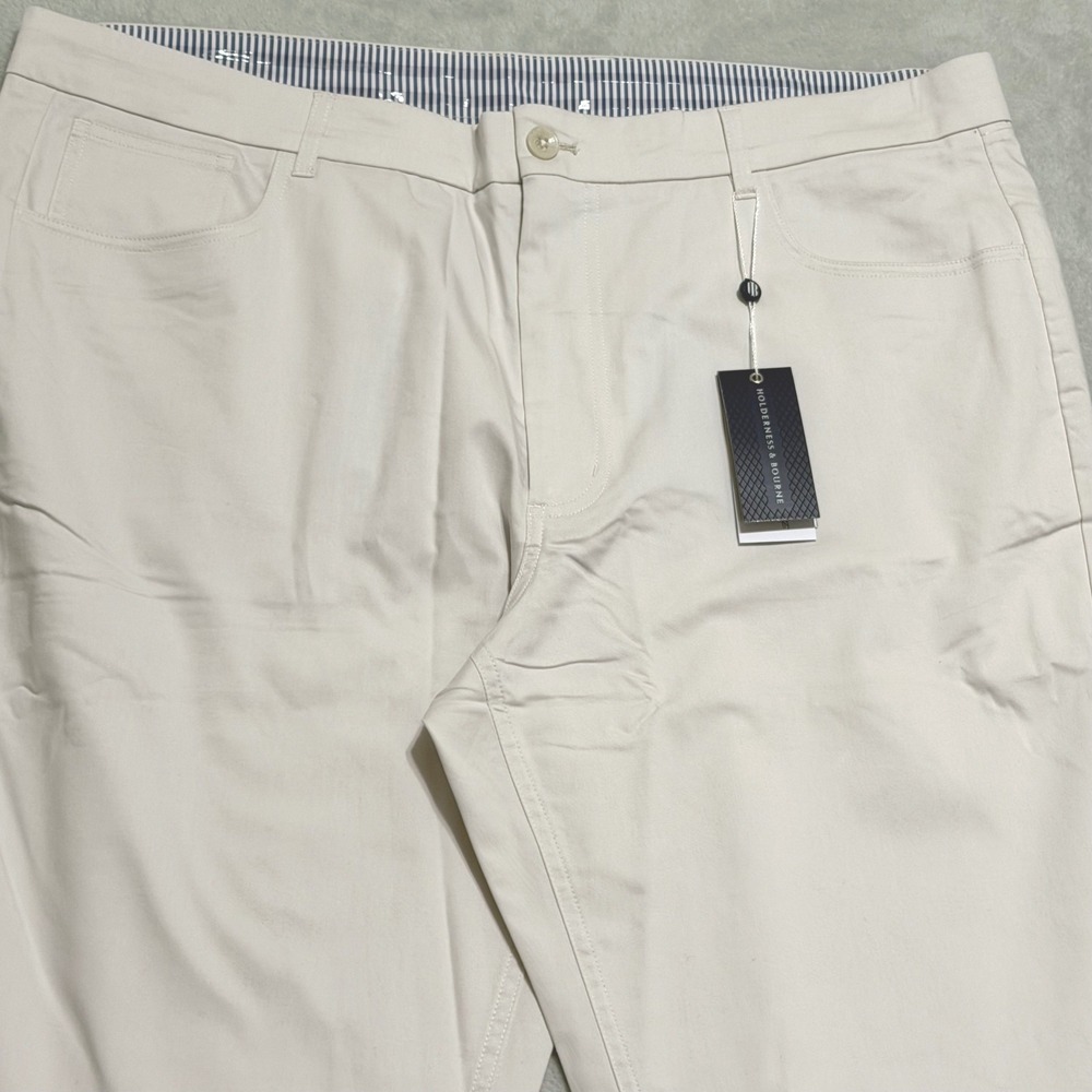 Holderness & Bourne Five-Pocket Pants Mens 40x32 Stone Tailored Fit Golf Chino - Picture 3 of 12